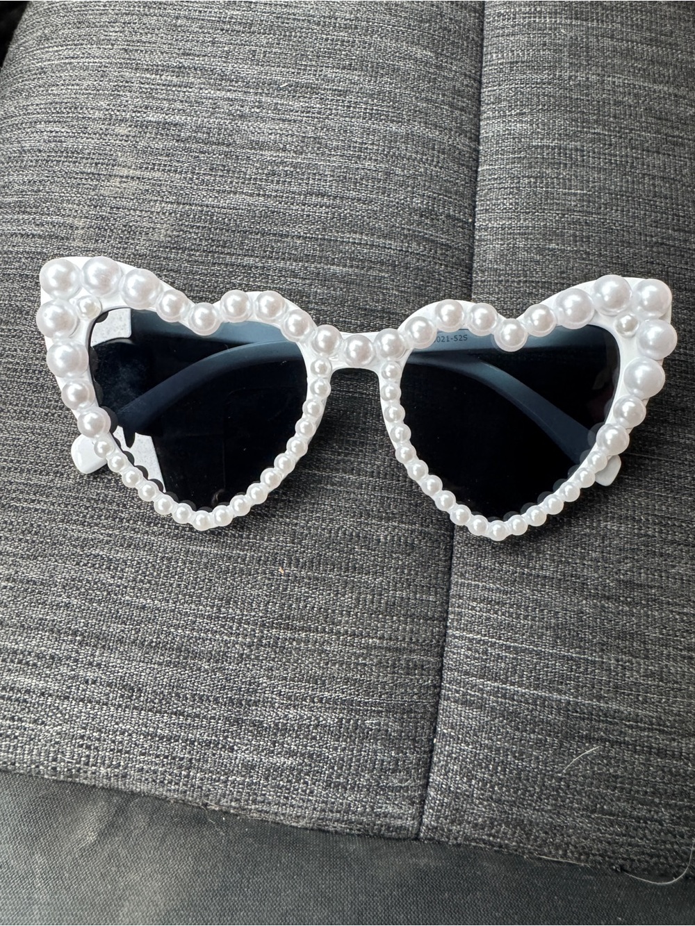 Pearl-Trim Heart Sunglasses - White